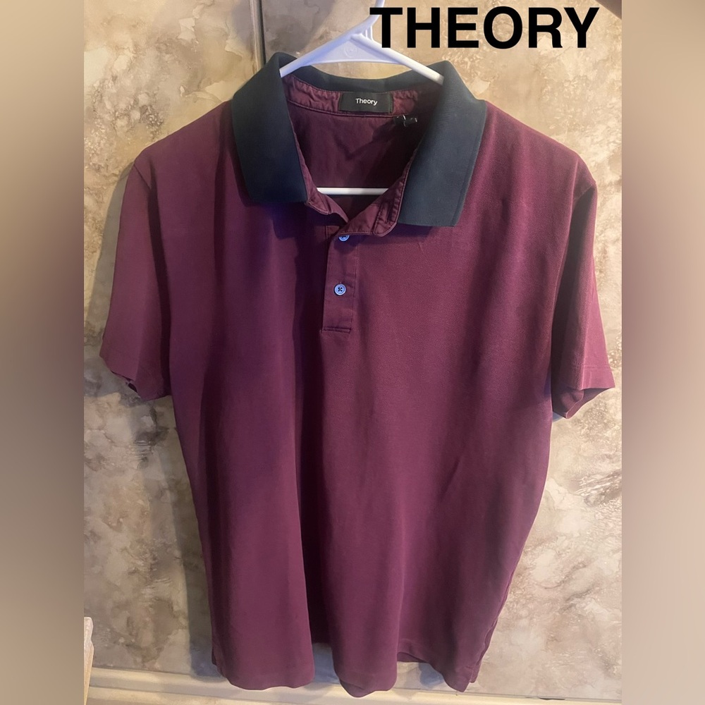 Theory Men's Polo Shirt in Deep Purple Large